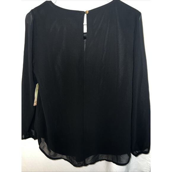 Lily White Semi Sheer Black Lined Blouse Top Women’s Small NWT - Picture 11 of 13